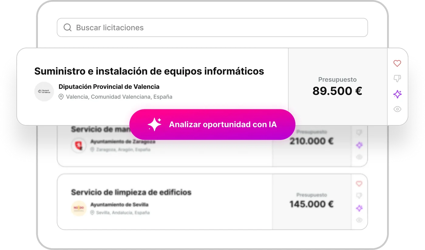 Buscador de licitaciones de Tendios con análisis de oportunidad por IA